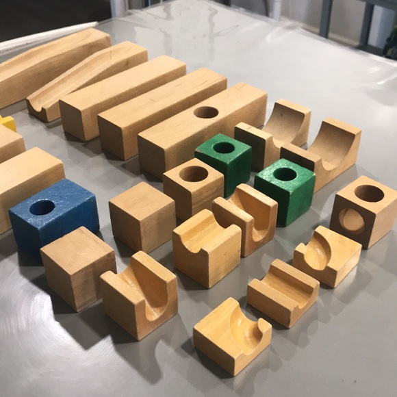 Marble Run Toys Vintage Wooden Blocks Marble Run Maze 23 Pieces Box